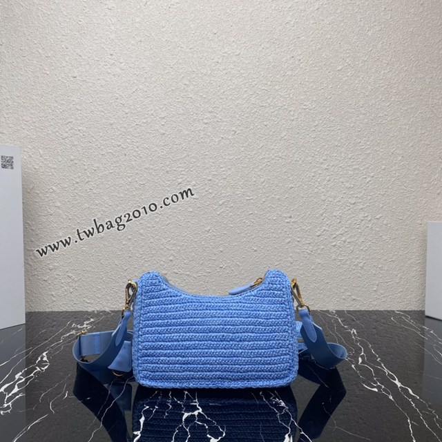 Prada專櫃新款草編三合一女包 1BH204 普拉達純手工編織女款單肩斜挎包 csp1564